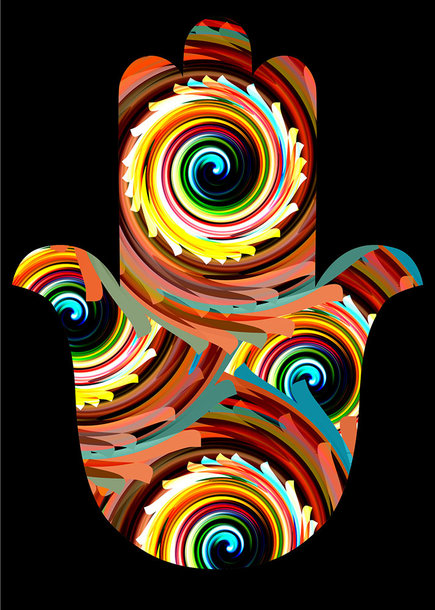 Hand der Fatima mit Spiralen