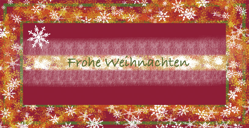 Weihnachtskarte "Schneeflocken im Rand goldgelb"
