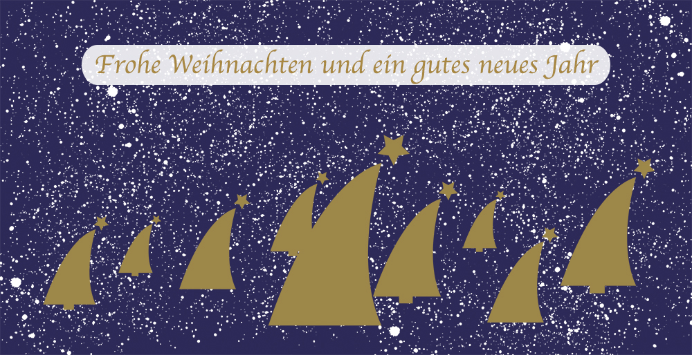Weihnachtskarte "Schiefe Bäume"