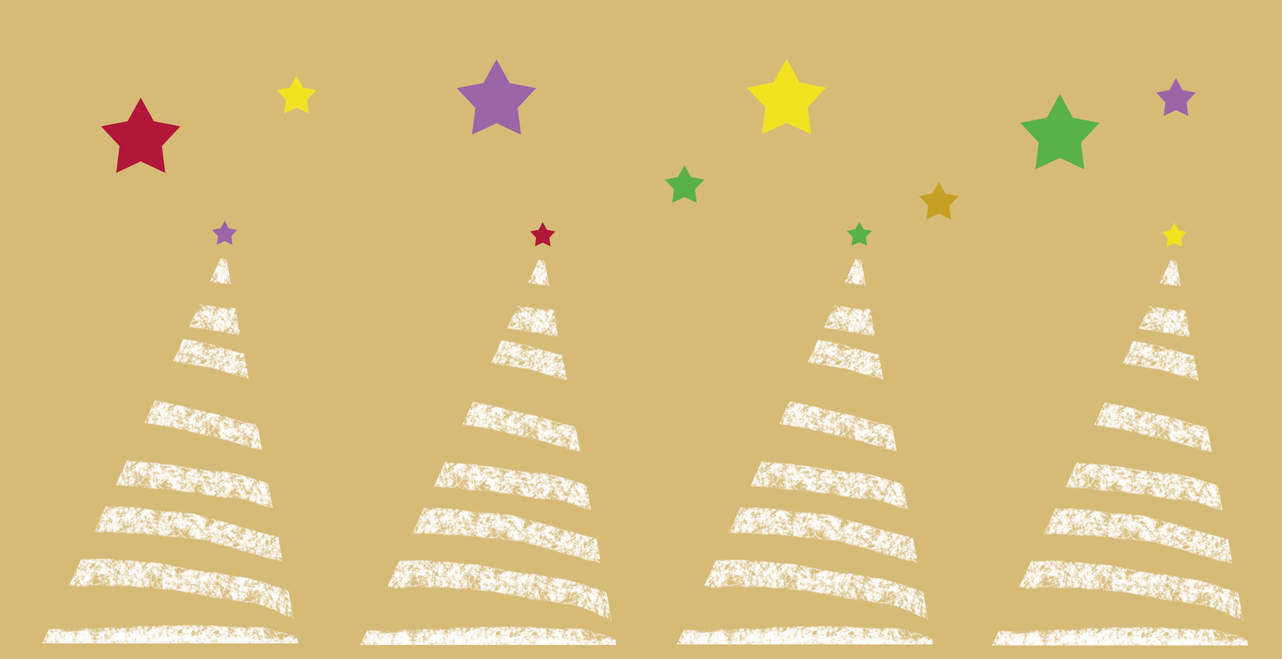 Weihnachtskarte "Bäume mit bunten Sterne"