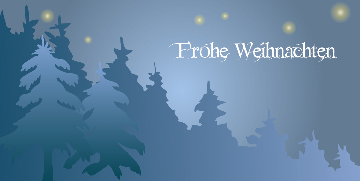 Weihnachtskarte "BlauTannen mit Stern"