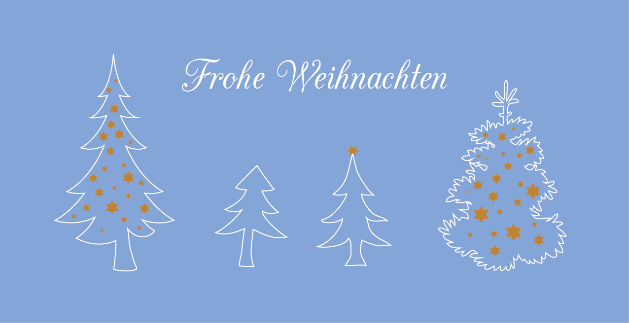 Weihnachtskarte "Verschiedene Tannen hell"