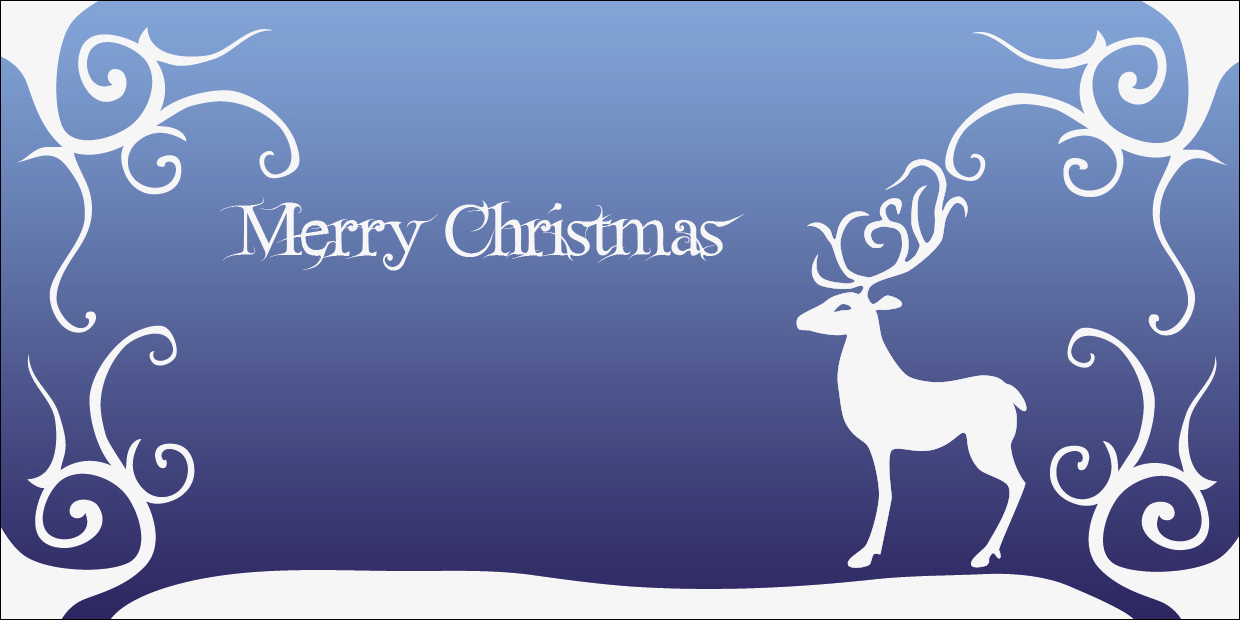 Weihnachtskarte "Rentier mit Muster blau"