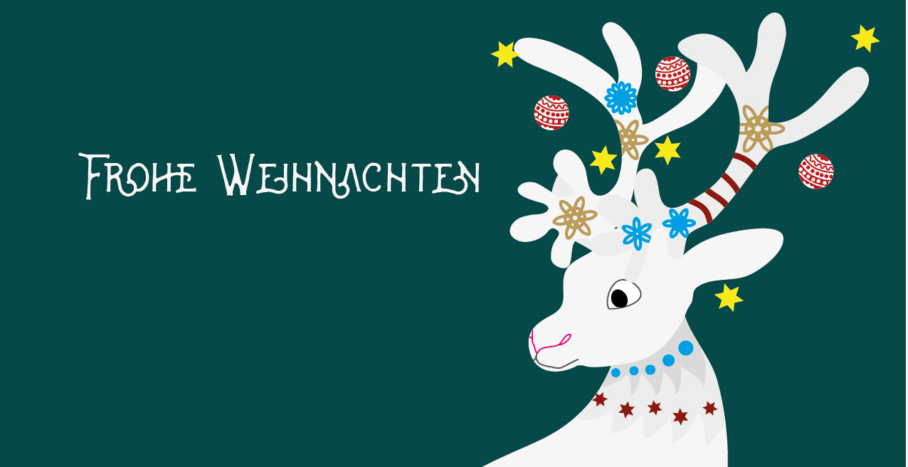 Weihnachtskarte "Geschmücktes Rentier"