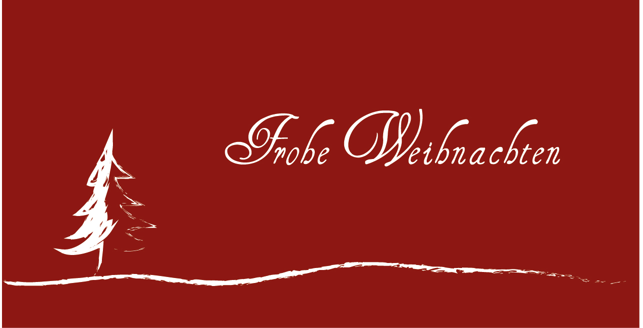 Weihnachtskarte "Rote Schneetreibentanne"