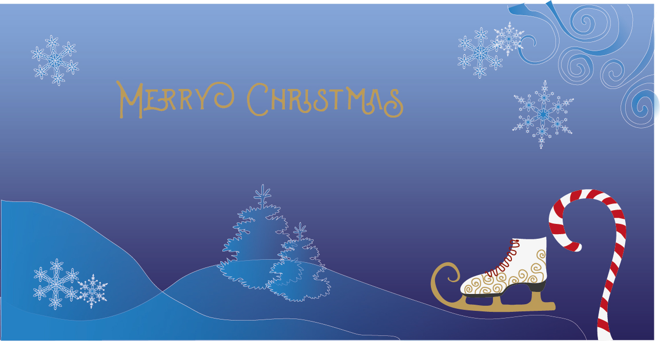 Weihnachtskarte "Schlittschuh auf Eis"