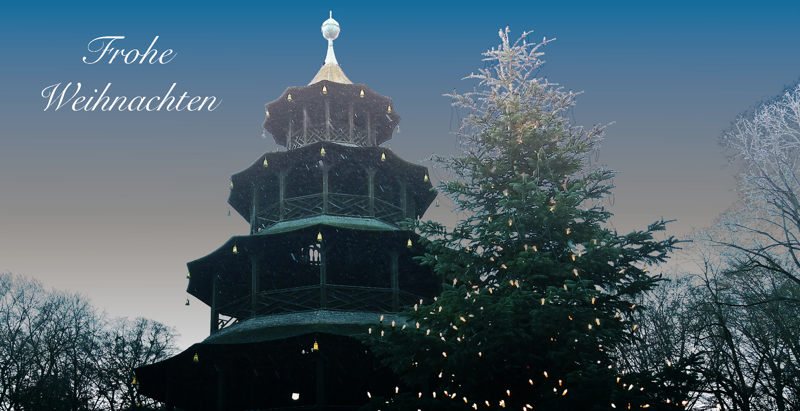 Weihnachtskarte "Chinesischer Turm"