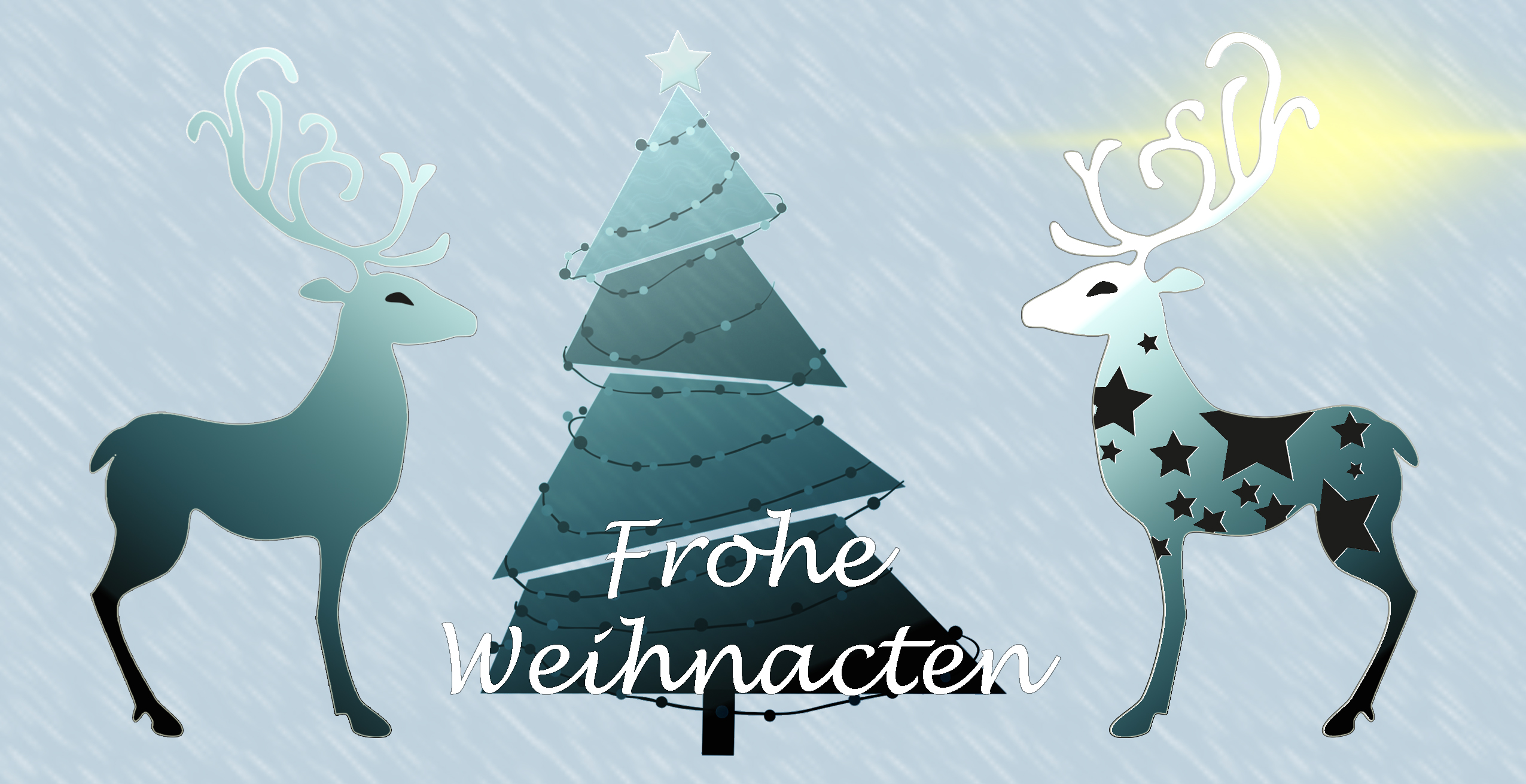 Weihnachtskarte "2 Rentier mit Baum"
