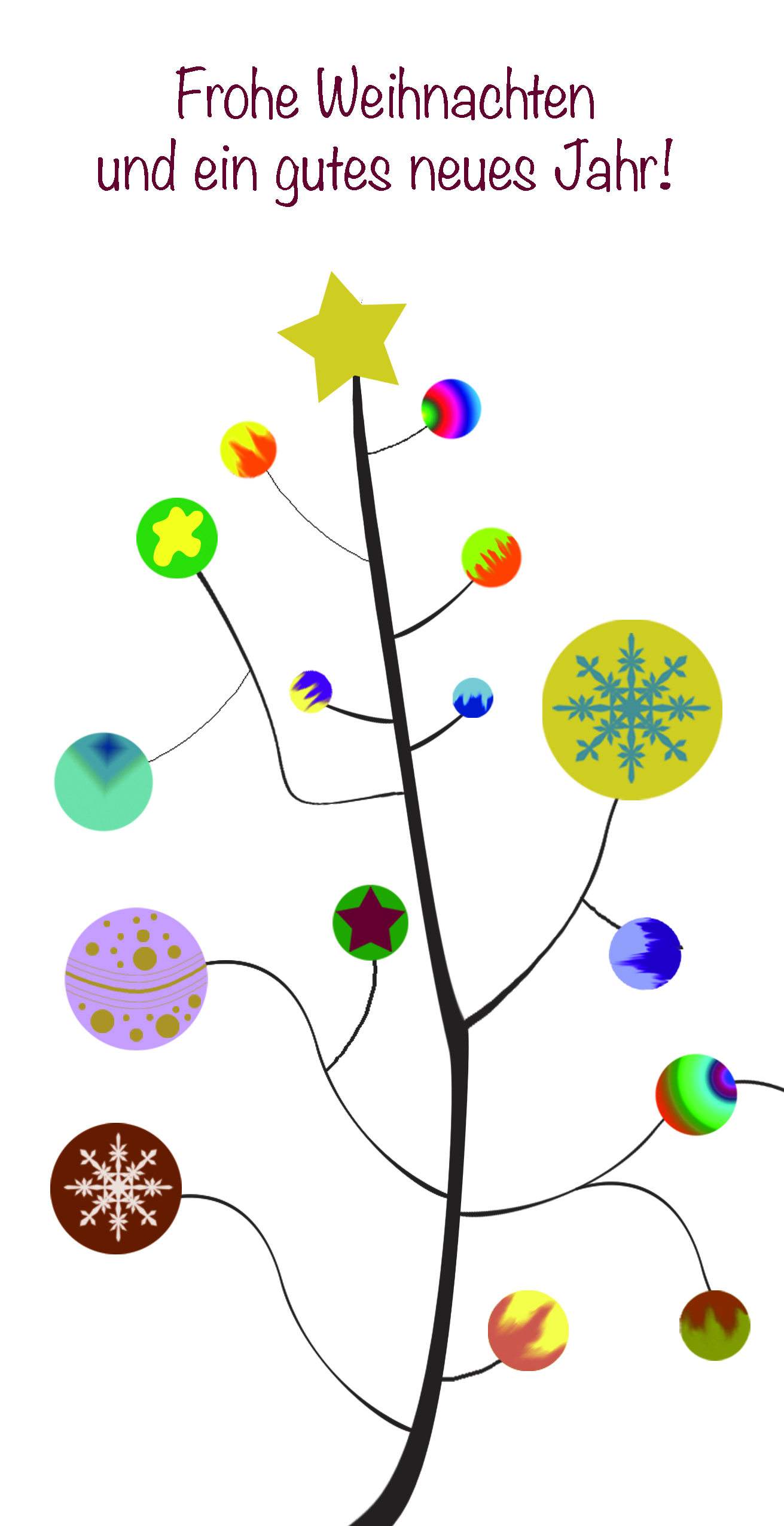 Weihnachtskarte "Baum mit Kugeln hoch"