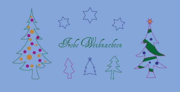 Weihnachtskarte "Bäume blau-grün"