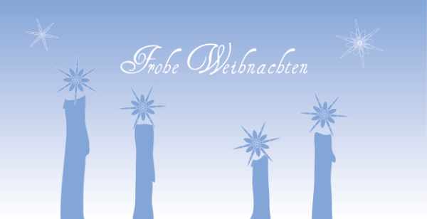 Weihnachtskarte "Kerze Flocke blauu"