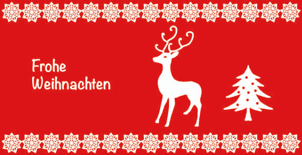 Weihnachtskarte "Rentier Tanne rot und weiß"