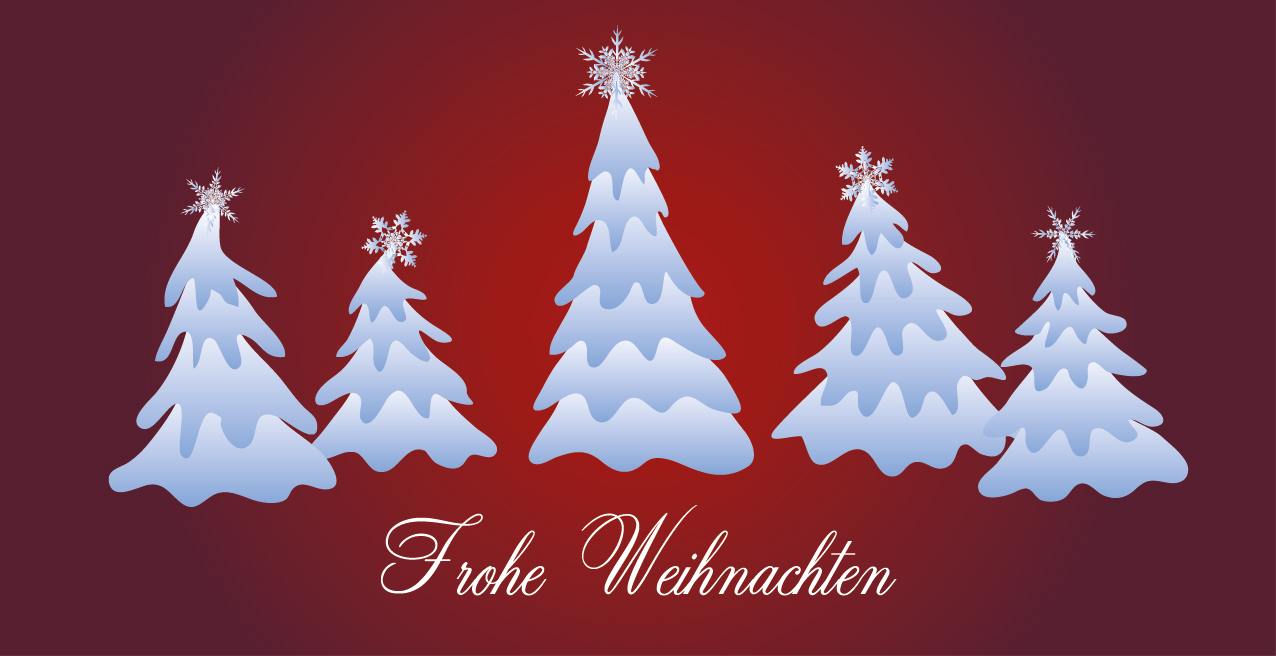 Weihnachtskarte "Schnee Tannen rot"