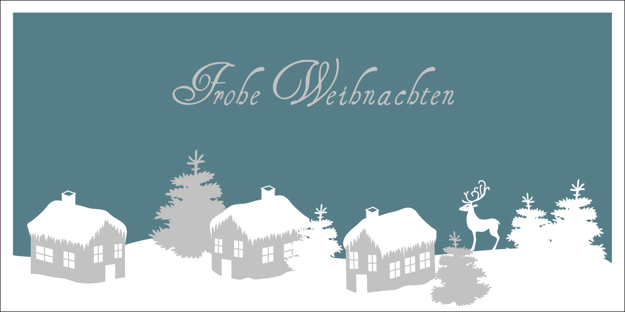 Weihnachtskarte "Weihnachtslandschaft graublau"