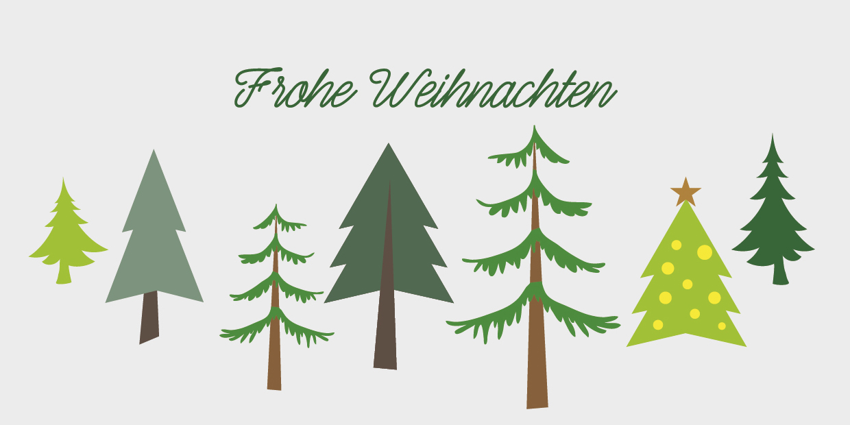 Weihnachtskarte "Verschiedene Bäume"