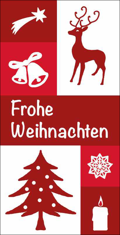 Weihnachtskarte "Rentier Glocken rot weiß"