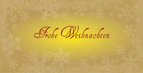 Weihnachtskarte "Schneeflockenrand goldgelb"