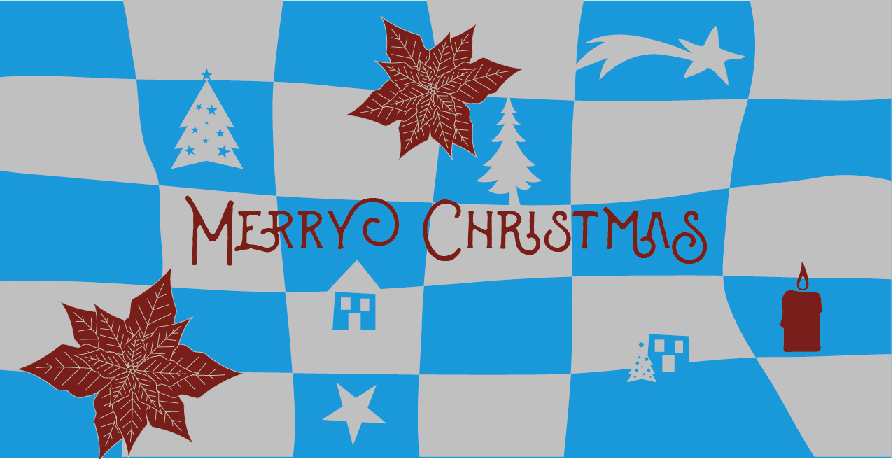 Weihnachtskarte "Blausilber Quadrate"