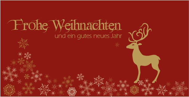 Weihnachtskarte "Rentier Schnee rot"