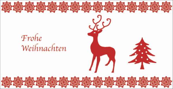 Weihnachtskarte "Rentier Tanne weiß und rot"