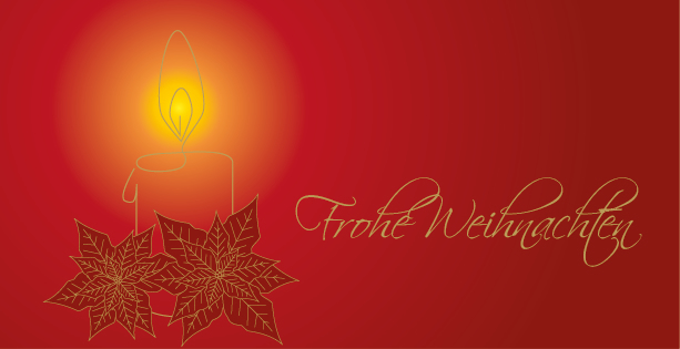 Weihnachtskarte "Kerze mit Weihnachtssternen Rot"